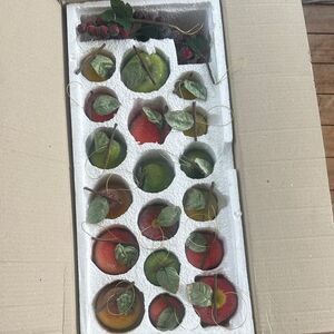 Decorative Glazed Beaded Fruit Tree Ornaments 21 total